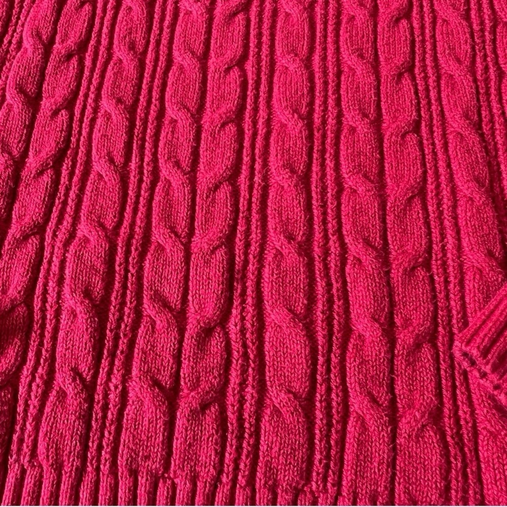 🔴 6/$25 SALE St. John's Bay V-Neck Cable Knit Sweater Red - Picture 5 of 10